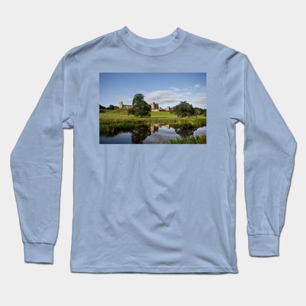 Alnwick Castle reflected in the River Aln Long Sleeve T-Shirt by Violaman